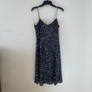 Scala Sequined Silk Cocktail Dress Black Size Medium